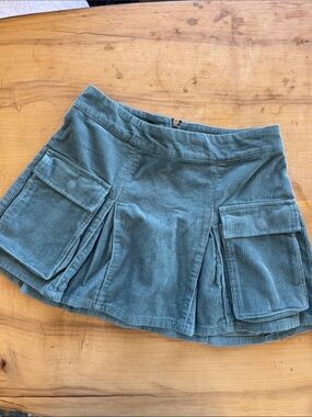 wild fable Teal Corduroy Pleated Skirt with Cargo Pockets and Zip Closure Small
